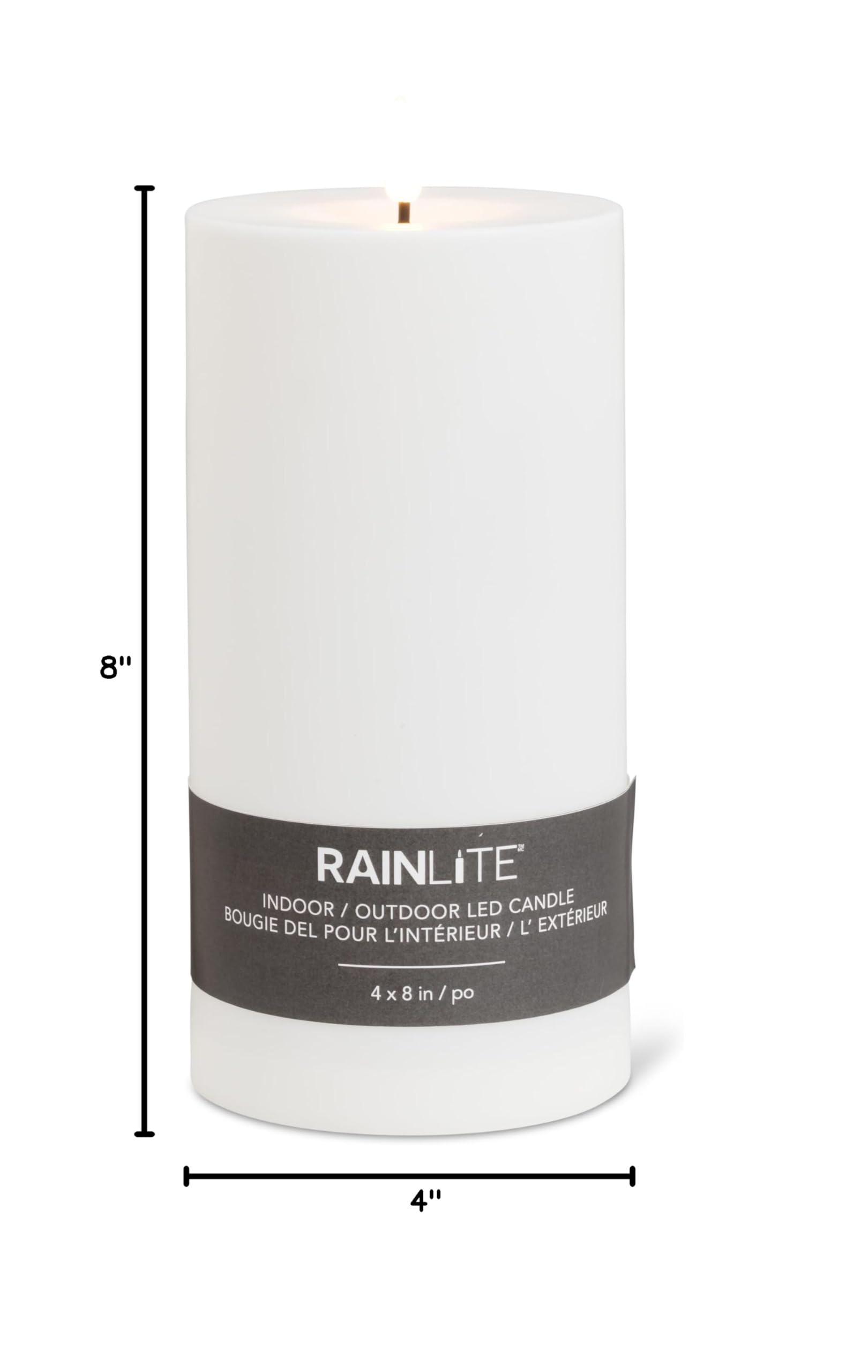 Abbott Collection Rainlite Large Indoor/Outdoor LED Flameless Candle with Timer - White (8" H) - Image 5