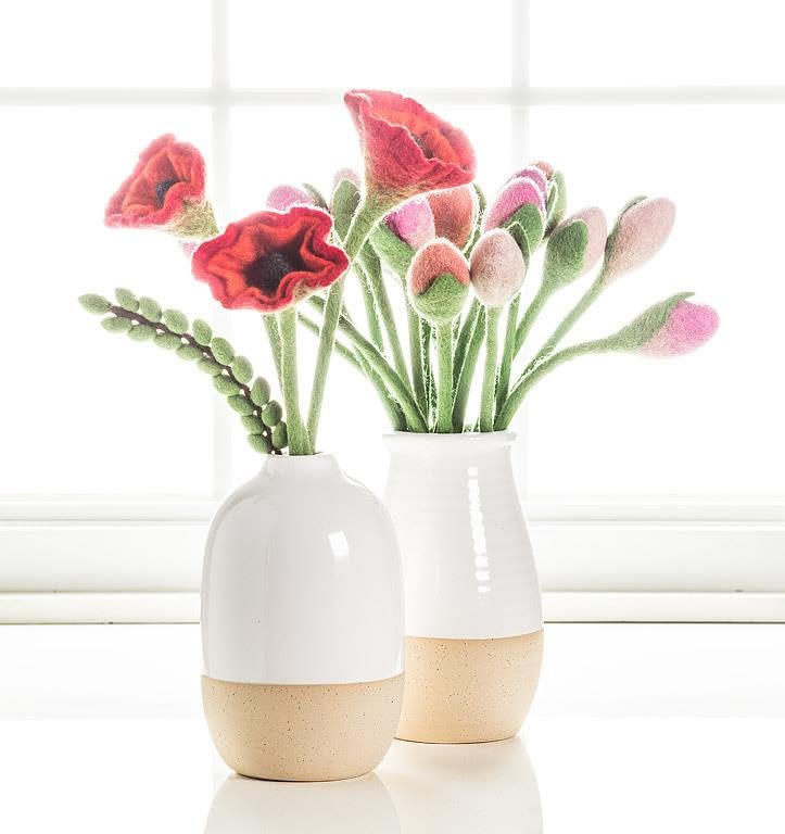 Abbott Collection Red Wool Felt Poppy Stem Decorative Accent (12.5" H) - Image 3